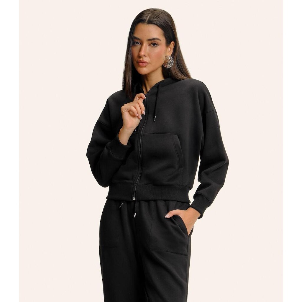 Jaqueta Feminina Com Capuz Moletom Felpado Endless Preto
