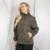 Jaqueta Feminina Corta Vento Impermeável Leve Com Capuz Bolsos Para Chuva Frio Esporte Casual - Verde Militar