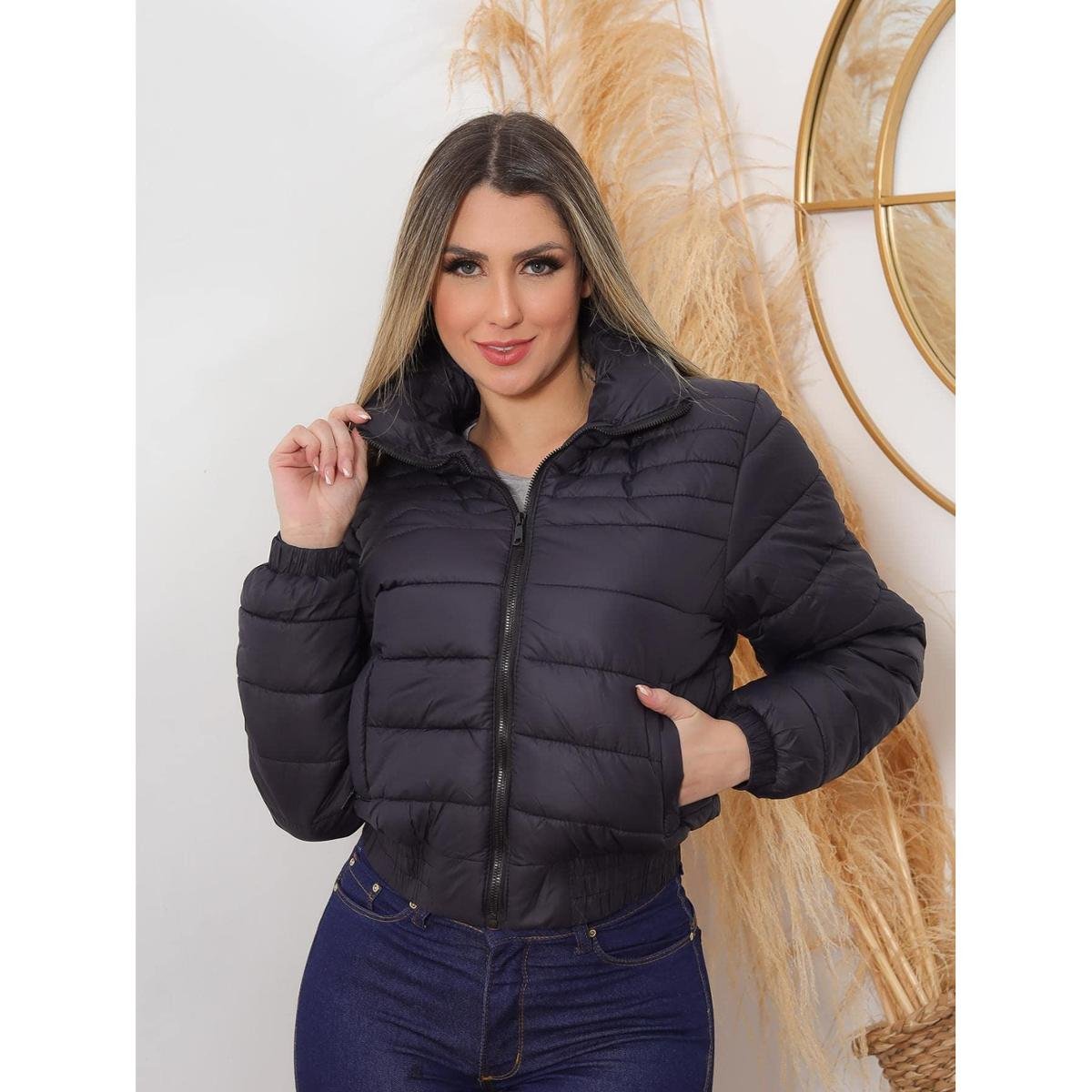 Jaqueta Feminina Blusa De Frio De Ziper Feminina Feminina Cropped