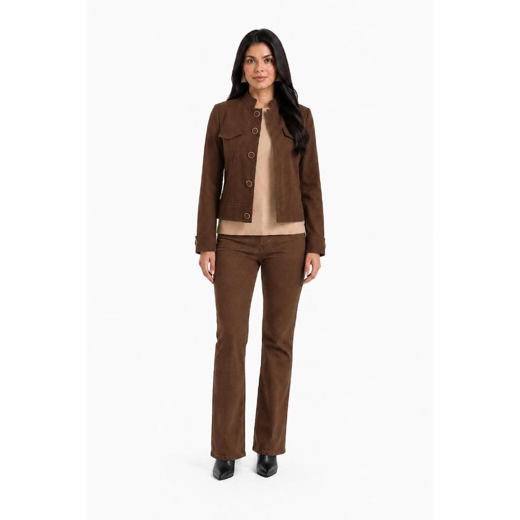 Jaqueta Feminina D Bell Outlet Fashion Botões Marrom