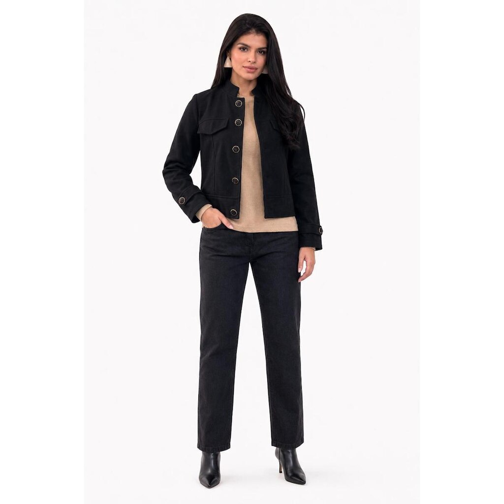Jaqueta Feminina D Bell Outlet Fashion Botões Preta