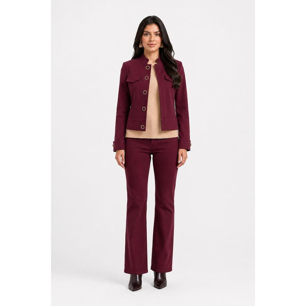Jaqueta Feminina D Bell Outlet Fashion Botões Vinho