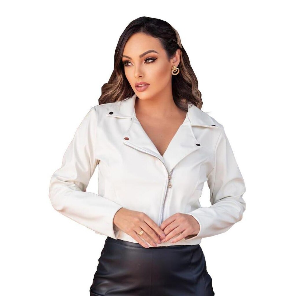 Jaqueta Feminina Estilosa Couro-Ecológico Blusa de frio Donna Martins