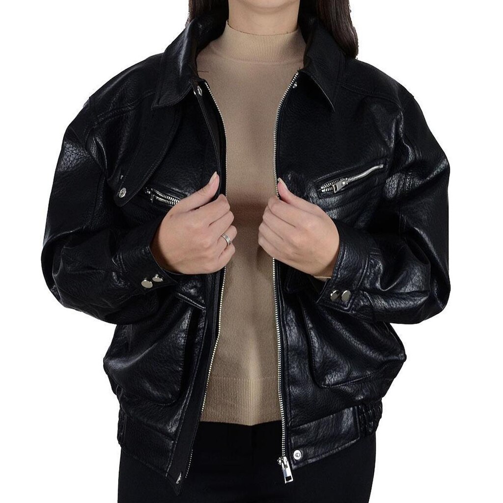 Jaqueta Feminina Facinelli By Mooncity Oversize Preta 640494
