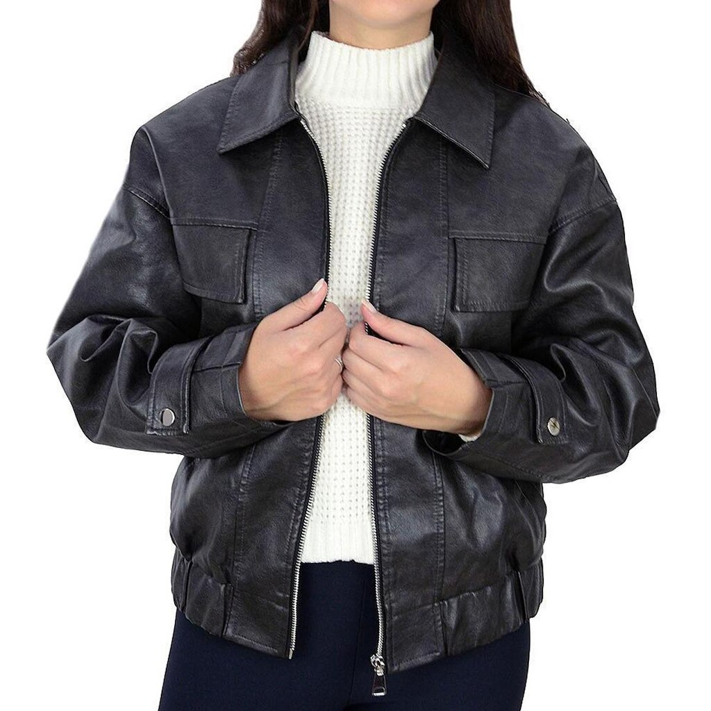 Jaqueta Feminina Facinelli Oversize Estonada Preta - 640471