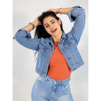 Jaqueta Feminina Jeans Azul Claro Cropped Anticorpus
