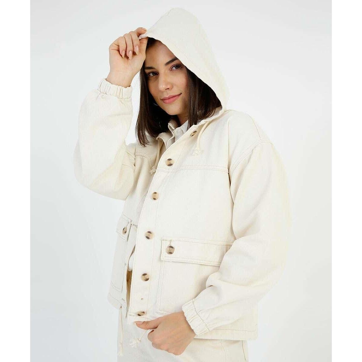 Jaqueta Feminina Sarja Bolsos Capuz Marisa - 10052401626 - Off White Menor preço em Jaqueta Feminina Sarja Bolsos Capuz Marisa - 10052401626 - Off White