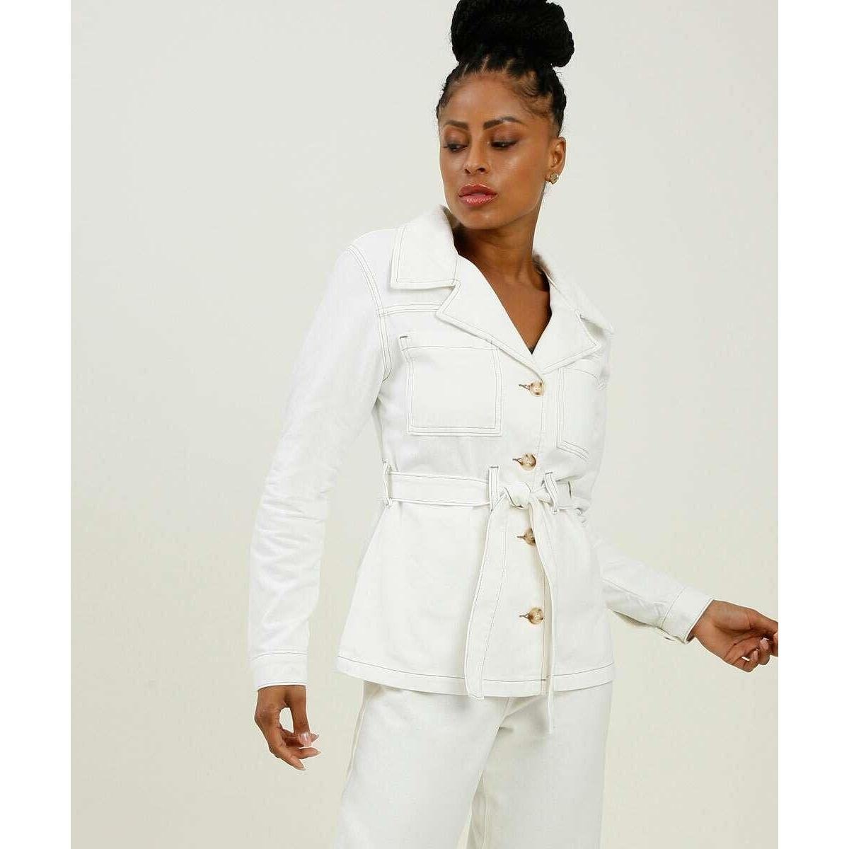 Jaqueta Feminina Sarja Manga Longa Amarração Marisa - 10050785162 - Off White Menor preço em Jaqueta Feminina Sarja Manga Longa Amarração Marisa - 10050785162 - Off White