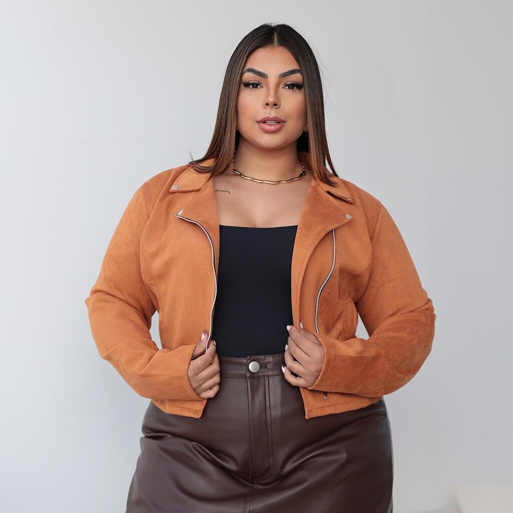 Jaqueta Feminina Suede Plus Size G1 G2 G3 Camurça Feminina Estilosa Donna Martins