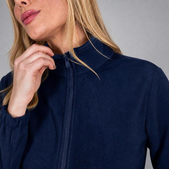 Jaqueta Feminina Térmica Peluciada Fleece Gola Alta com Zíper Bolso Forrada Quente Macia Confortável