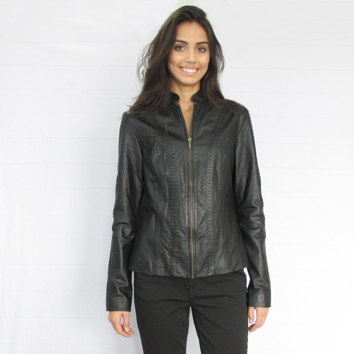 jaqueta couro feminina zattini