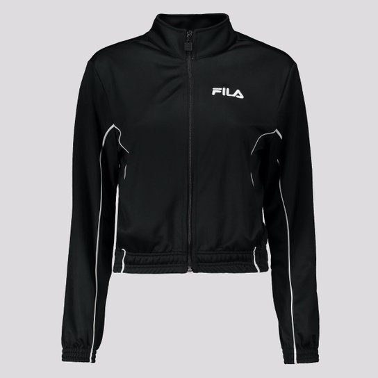 Jaqueta Fila Cropped White Line Feminina - Preto+Branco