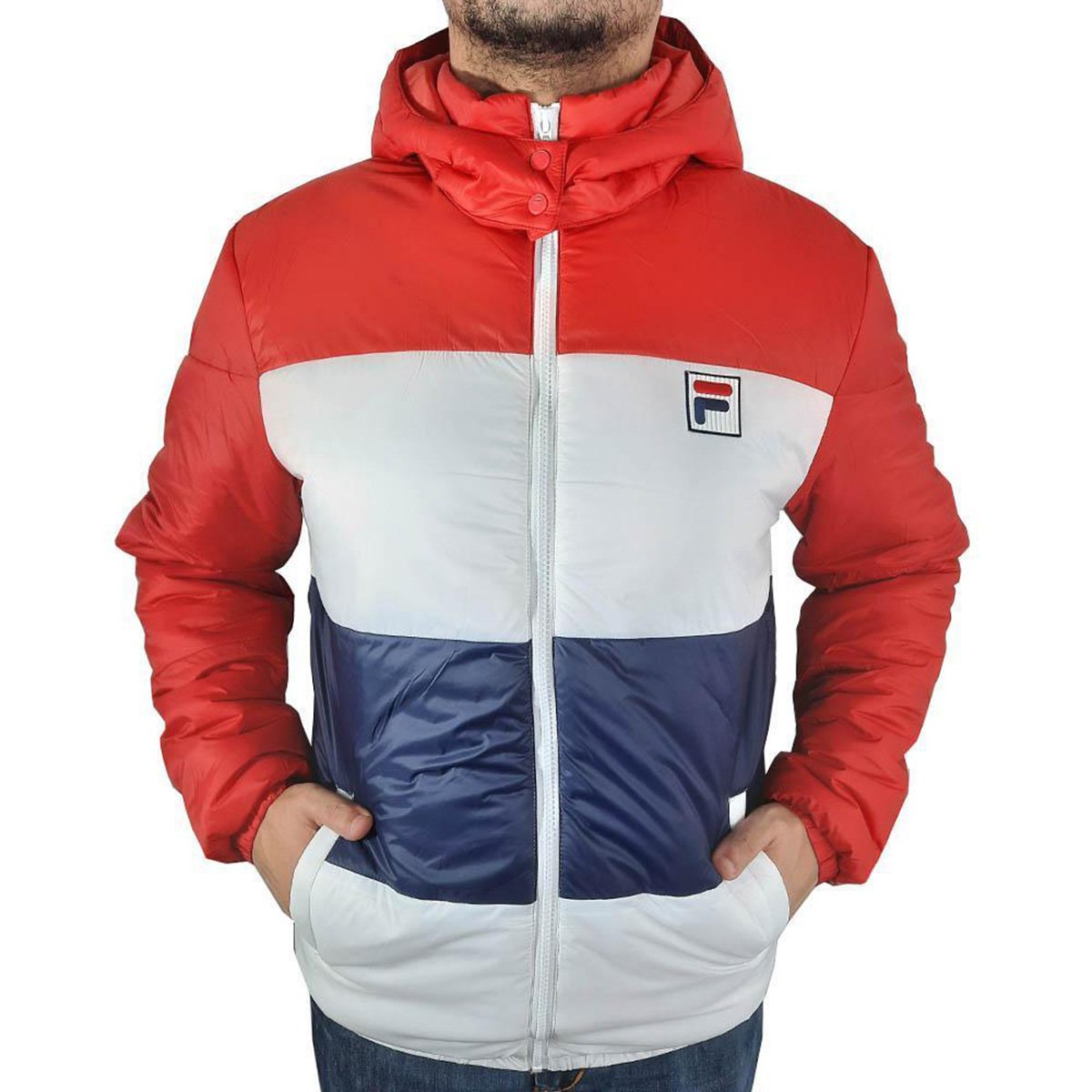 Jaqueta Fila Padded III Masculina - Vermelho+Marinho Menor preço em Jaqueta Fila Padded III Masculina - Vermelho+Marinho