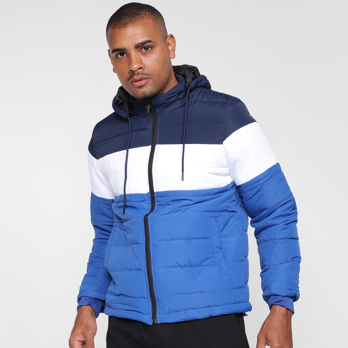 Jaqueta Giorgio Bianco Bomber Puffer Capuz Removível Masculina - Azul é boa?