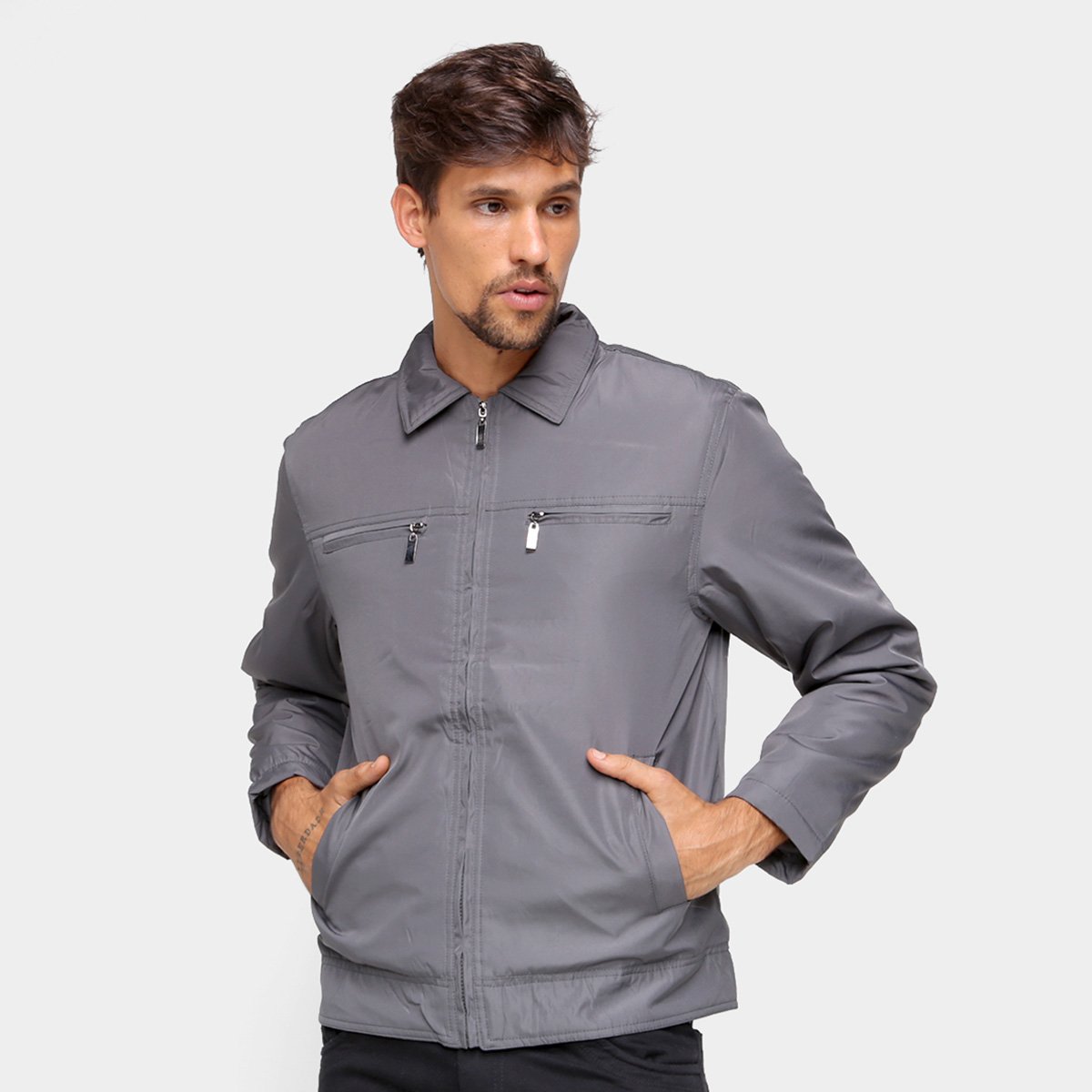 Jaqueta Giorgio Bianco Lisa Masculina - Chumbo Menor preço em Jaqueta Giorgio Bianco Lisa Masculina - Chumbo