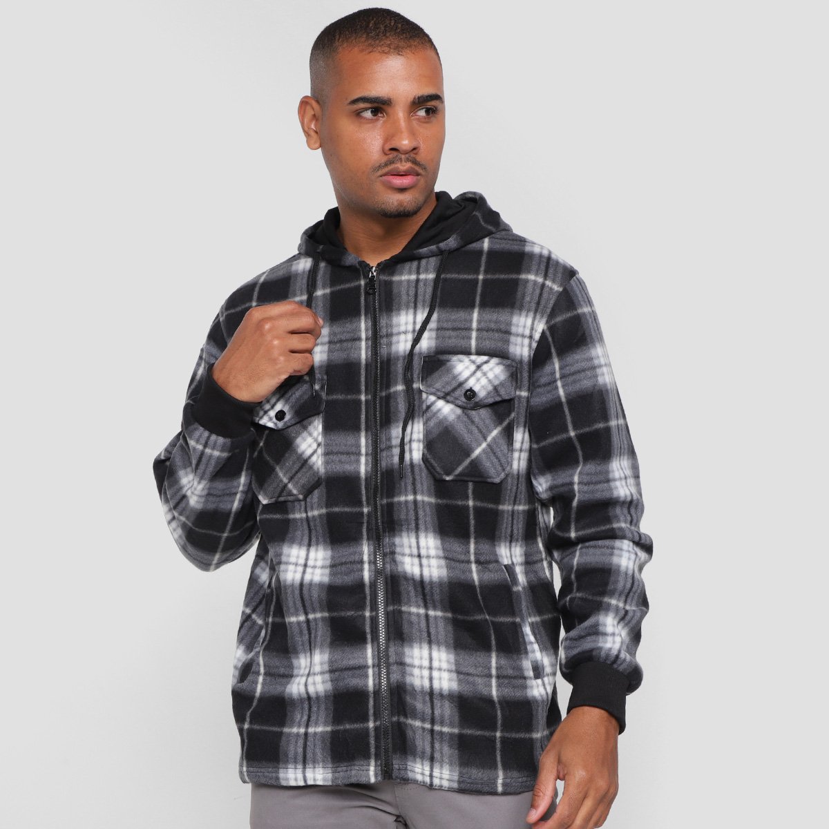 Jaqueta Giorgio Bianco Xadrez Bolso Frontal C/ Capuz Masculina - Xadrez é ruim? Jaqueta Giorgio Bianco Xadrez Bolso Frontal C/ Capuz Masculina - Xadrez é boa?