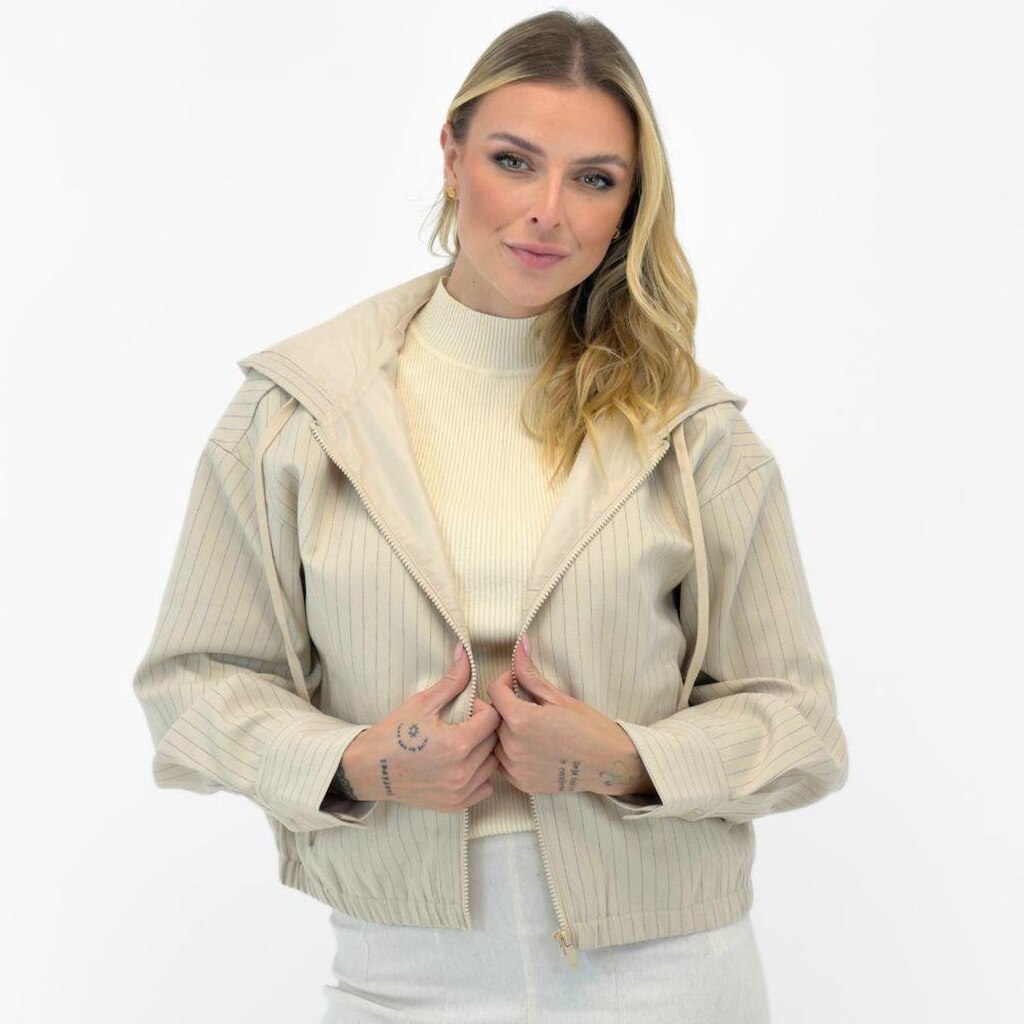 Jaqueta Hering Bomber Oversized em Tecido Risca de Giz Hering