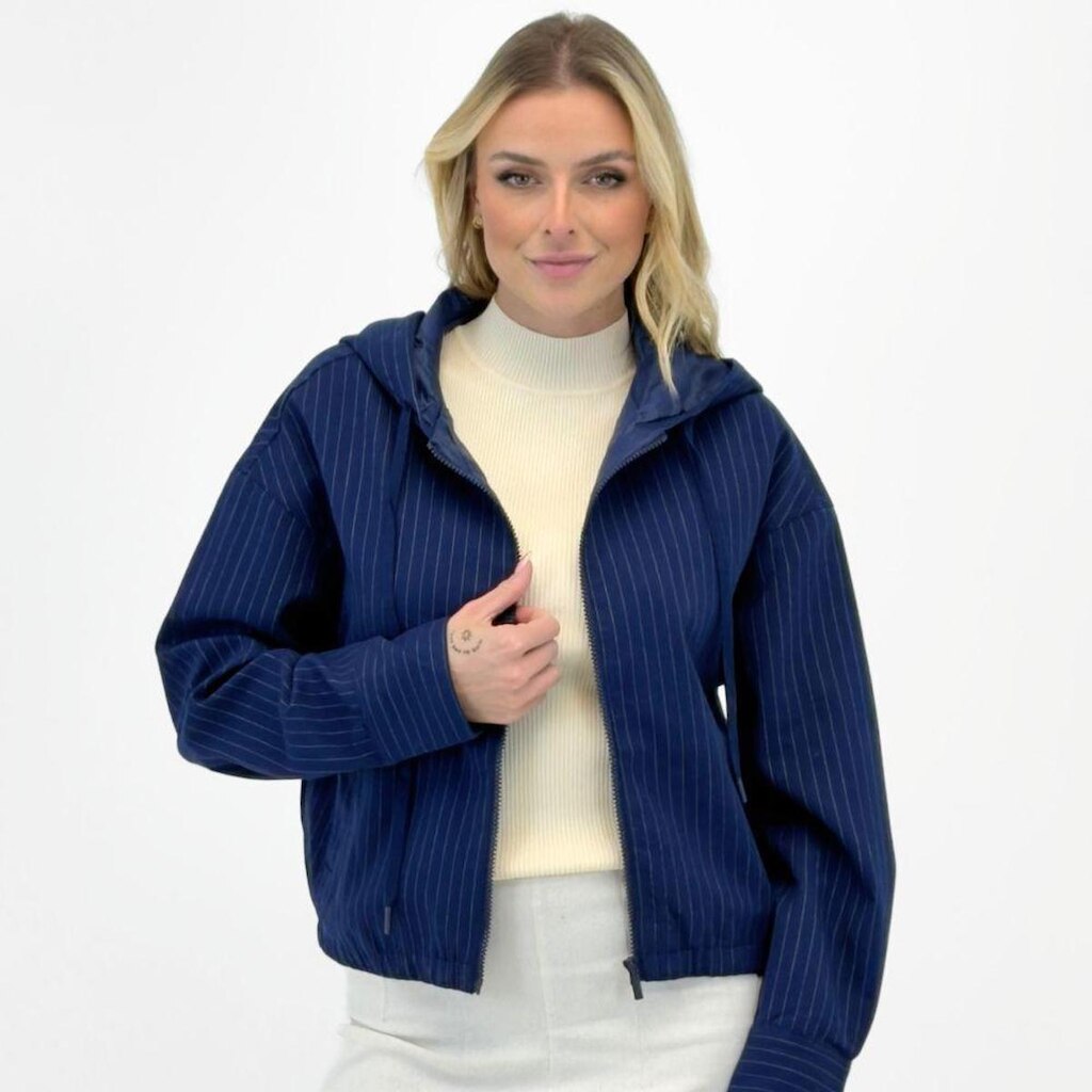 Jaqueta Hering Bomber Oversized em Tecido Risca de Giz Hering