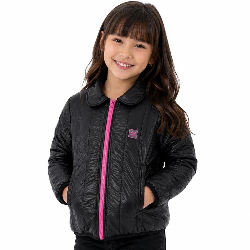 Jaqueta Infantil Look Jeans Puffer Preta - 8