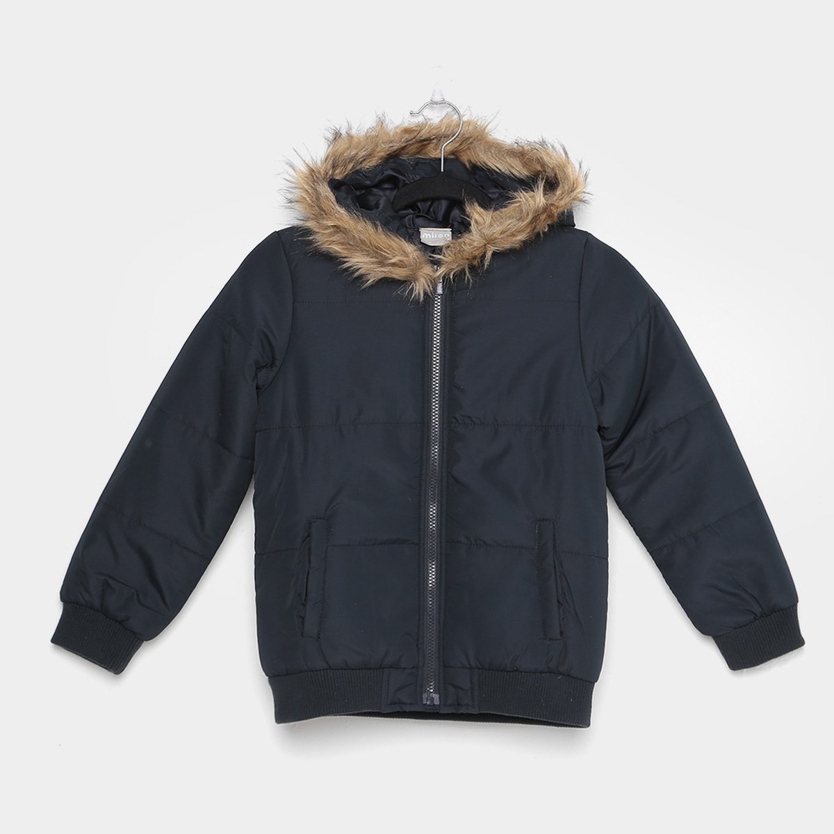 Jaqueta Infantil Milon Nylon Capuz Pelo Feminina - Preto Menor preço em Jaqueta Infantil Milon Nylon Capuz Pelo Feminina - Preto