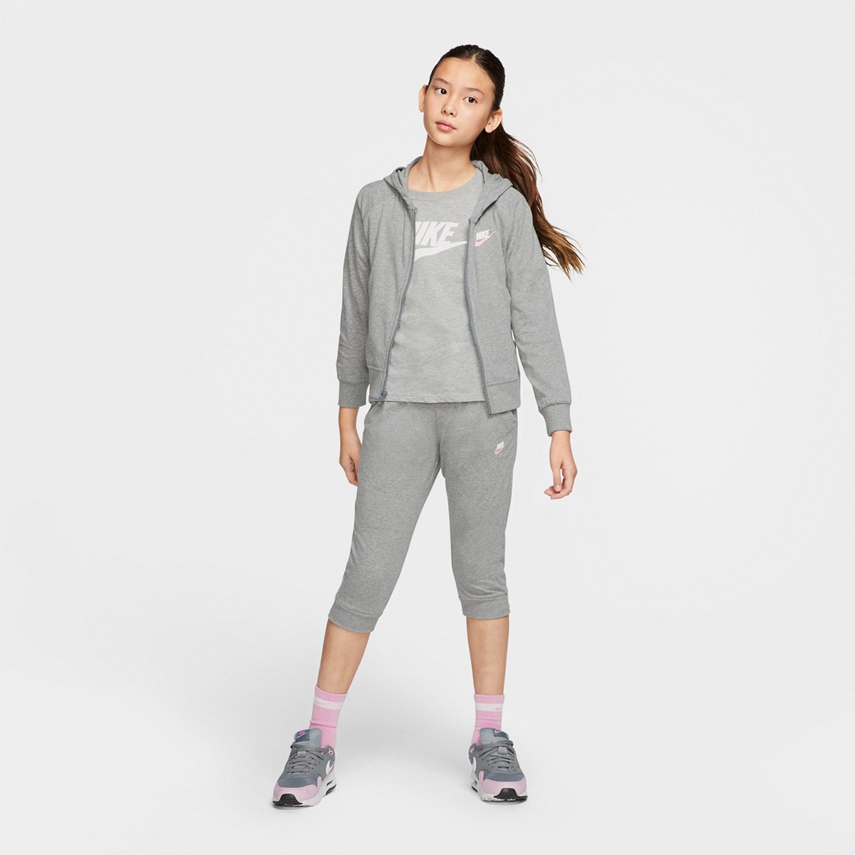nike leggings and moletom com capuz set