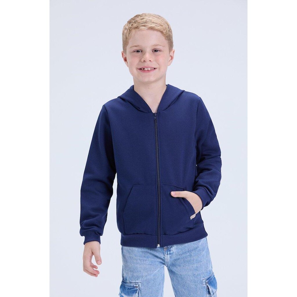 Jaqueta Infantil Unissex de Inverno Moletom Liso com Capuz