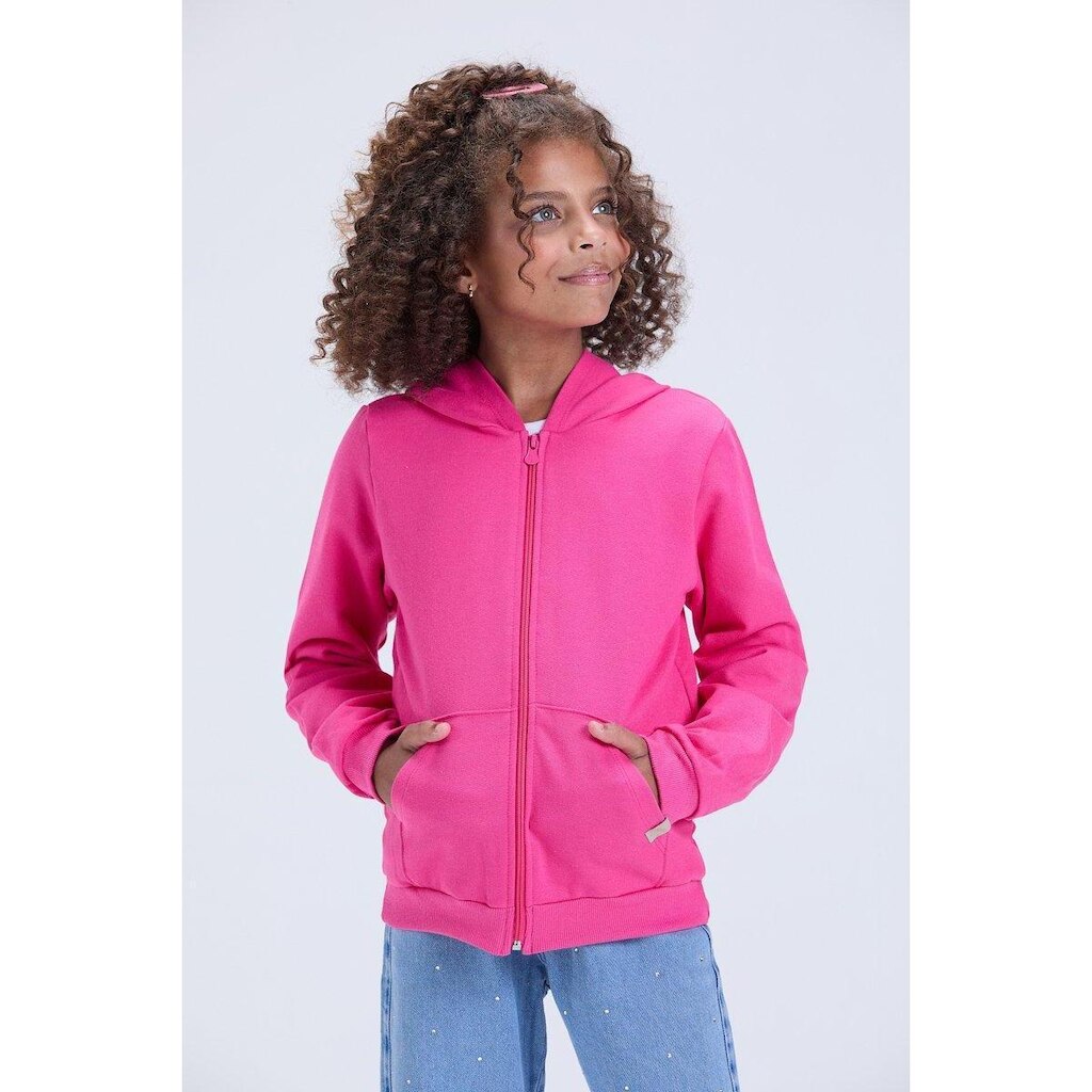 Jaqueta Infantil Unissex de Inverno Moletom Liso com Capuz