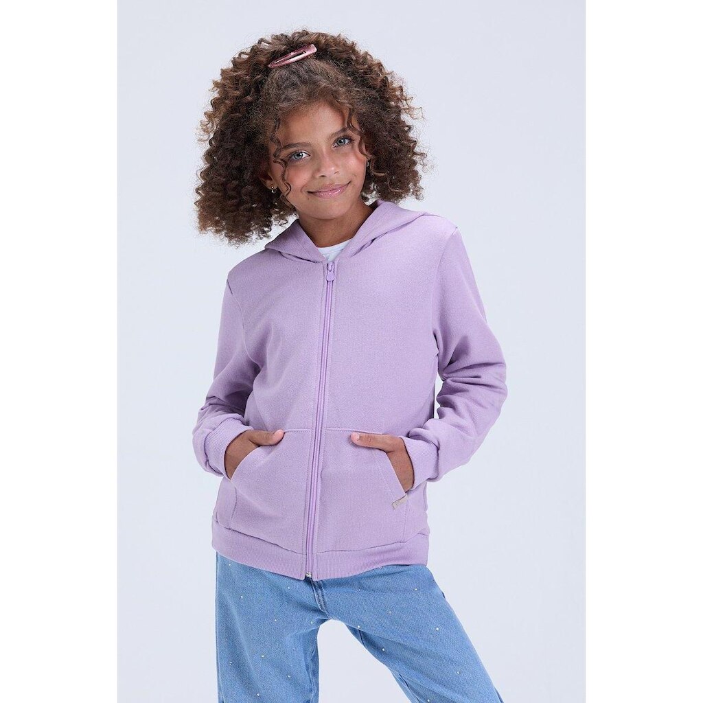 Jaqueta Infantil Unissex de Inverno Moletom Liso com Capuz