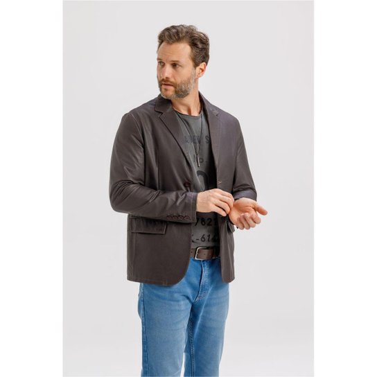 Jaqueta Estilo Blazer Masculino Couro Legítimo Jaqueta De Couro