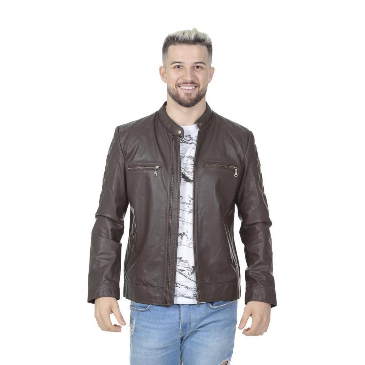 Jaqueta Javali de Couro Biker Menor preço em Jaqueta Javali de Couro Biker