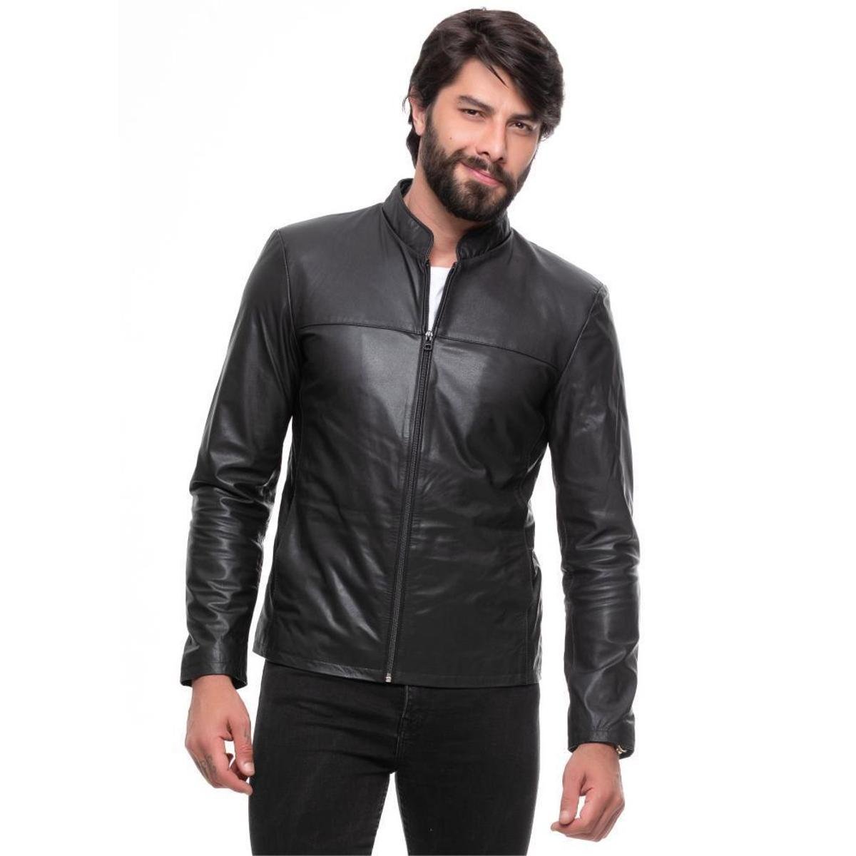 Jaqueta Javali de Couro Tradicional - Preto Menor preço em Jaqueta Javali de Couro Tradicional - Preto