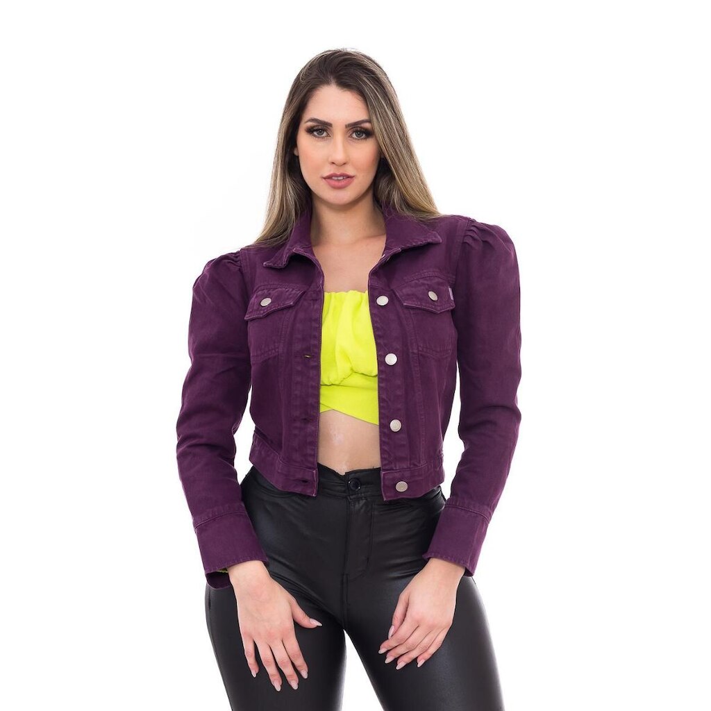 Jaqueta Jean Bufante Feminina Jaqueta Casual Manga Princesa