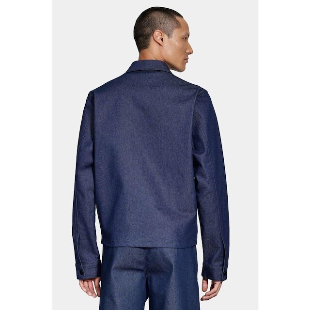 Jaqueta Jeans Aramis Com Zíper e Bolsos Azul Escuro
