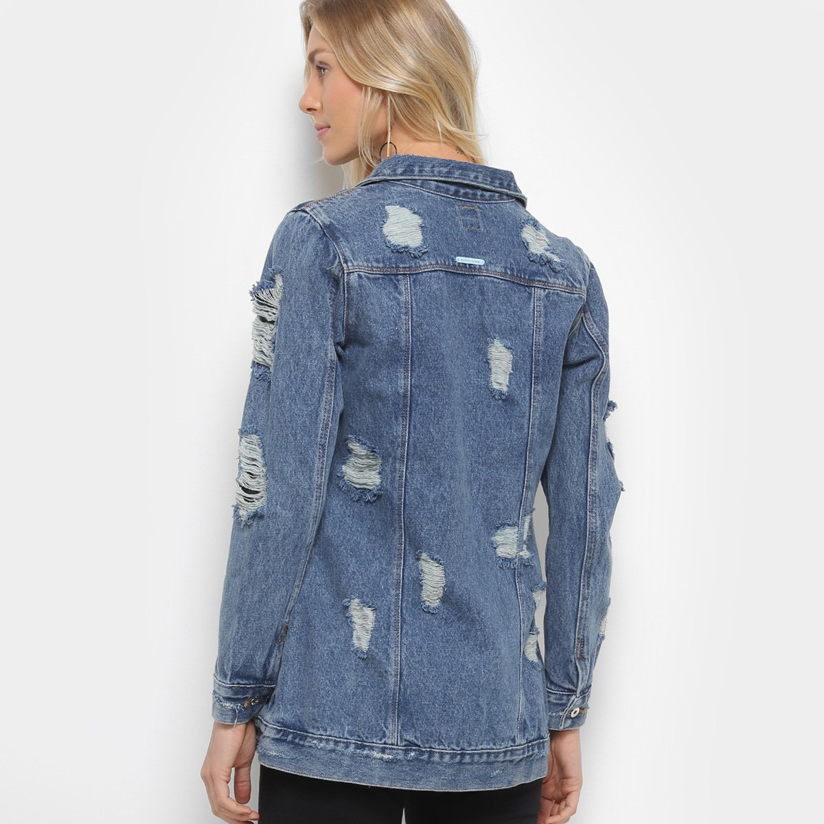 jaqueta feminina jeans destroyed biotipo