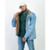 Jaqueta Jeans Clara Masculina Casaco Com Pelinho Caramelo - Azul Claro