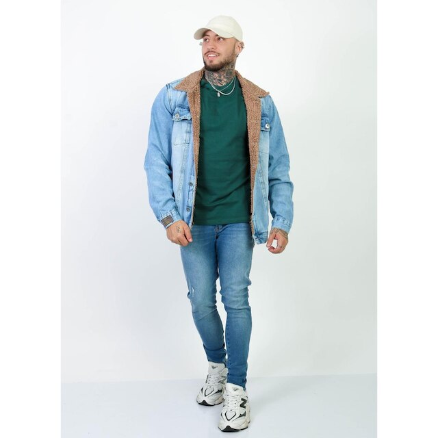 Jaqueta Jeans Clara Masculina Casaco Com Pelinho Caramelo