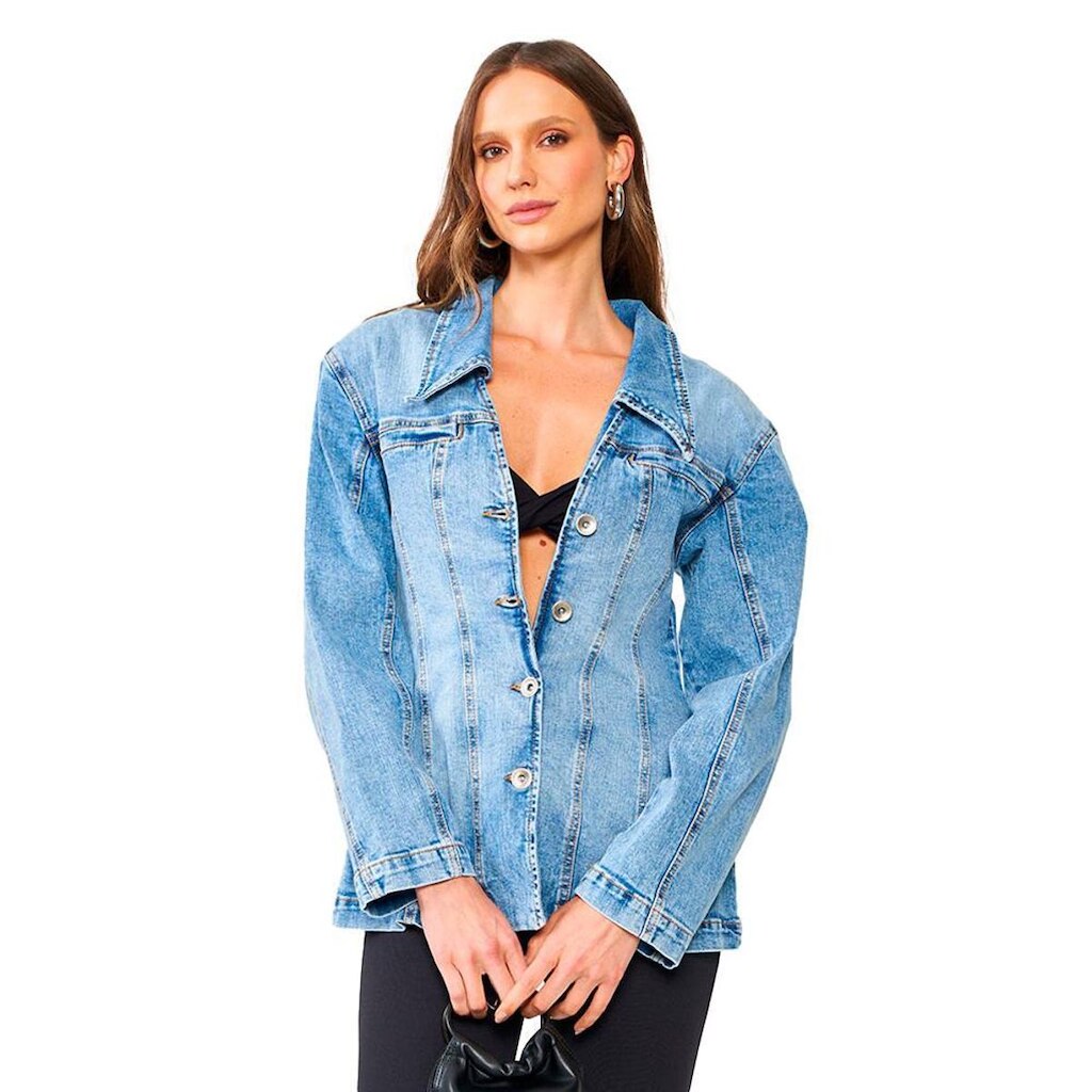 Jaqueta Jeans Colcci Stripes Comfort Feminino