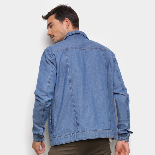 Jaqueta Jeans Ecxo Básica Puídos Masculina - Azul