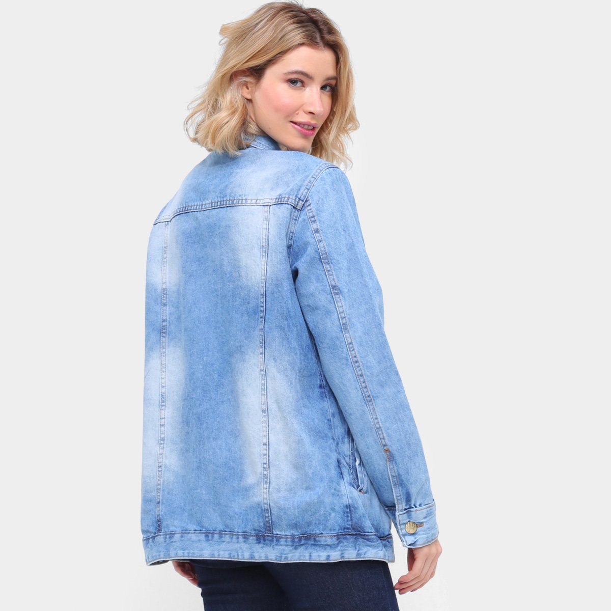 jaqueta jeans feminina alongada