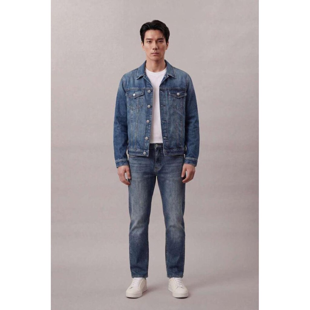 Jaqueta Jeans Embossed Barra - Azul Médio