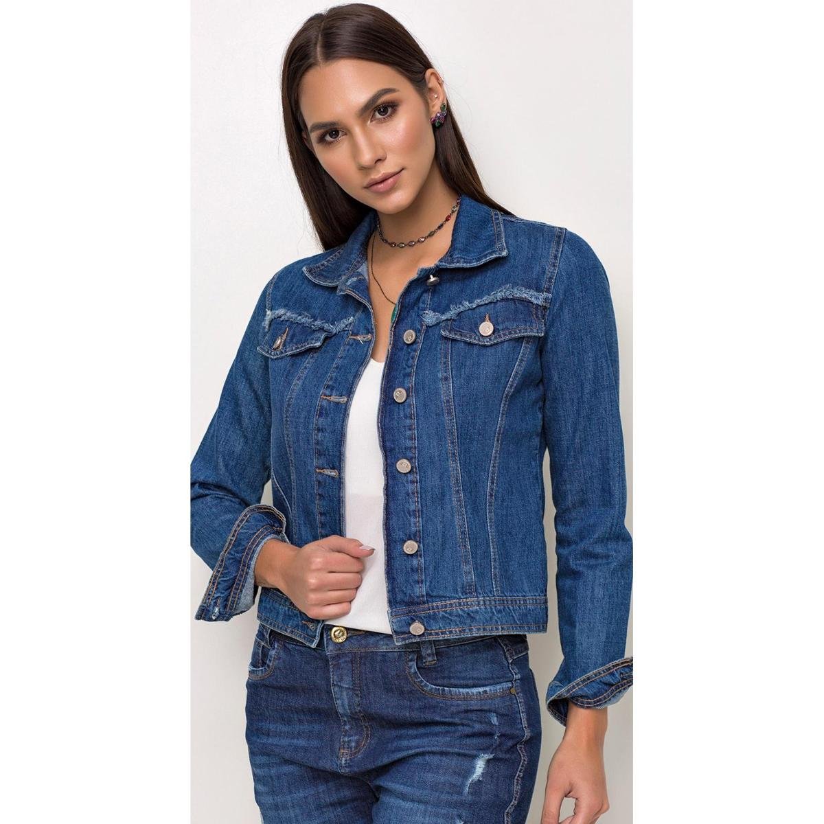 Jaqueta Jeans Express Britney Spears Feminina - Azul Menor preço em Jaqueta Jeans Express Britney Spears Feminina - Azul