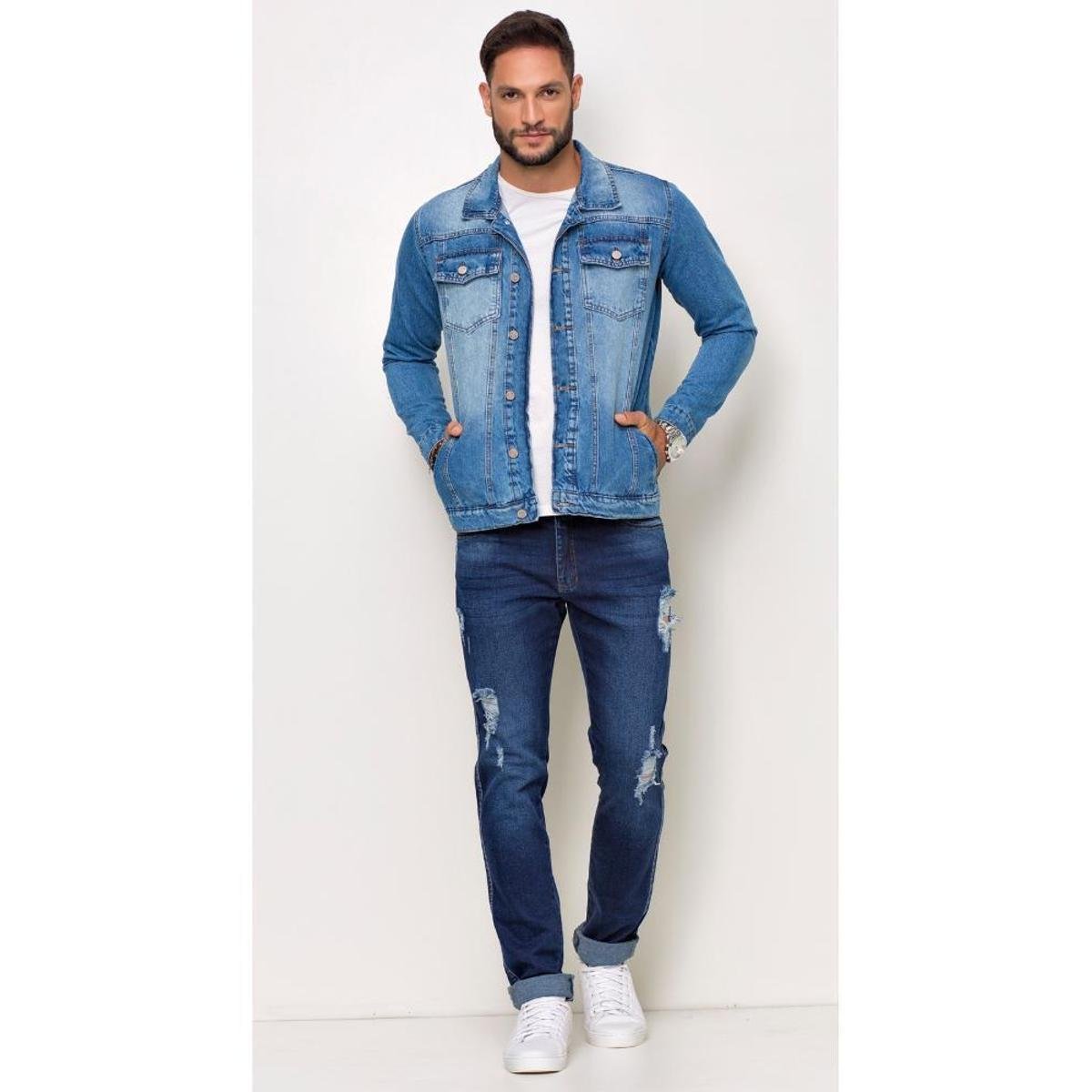 Jaqueta Jeans Express Eber Masculina - Azul Menor preço em Jaqueta Jeans Express Eber Masculina - Azul