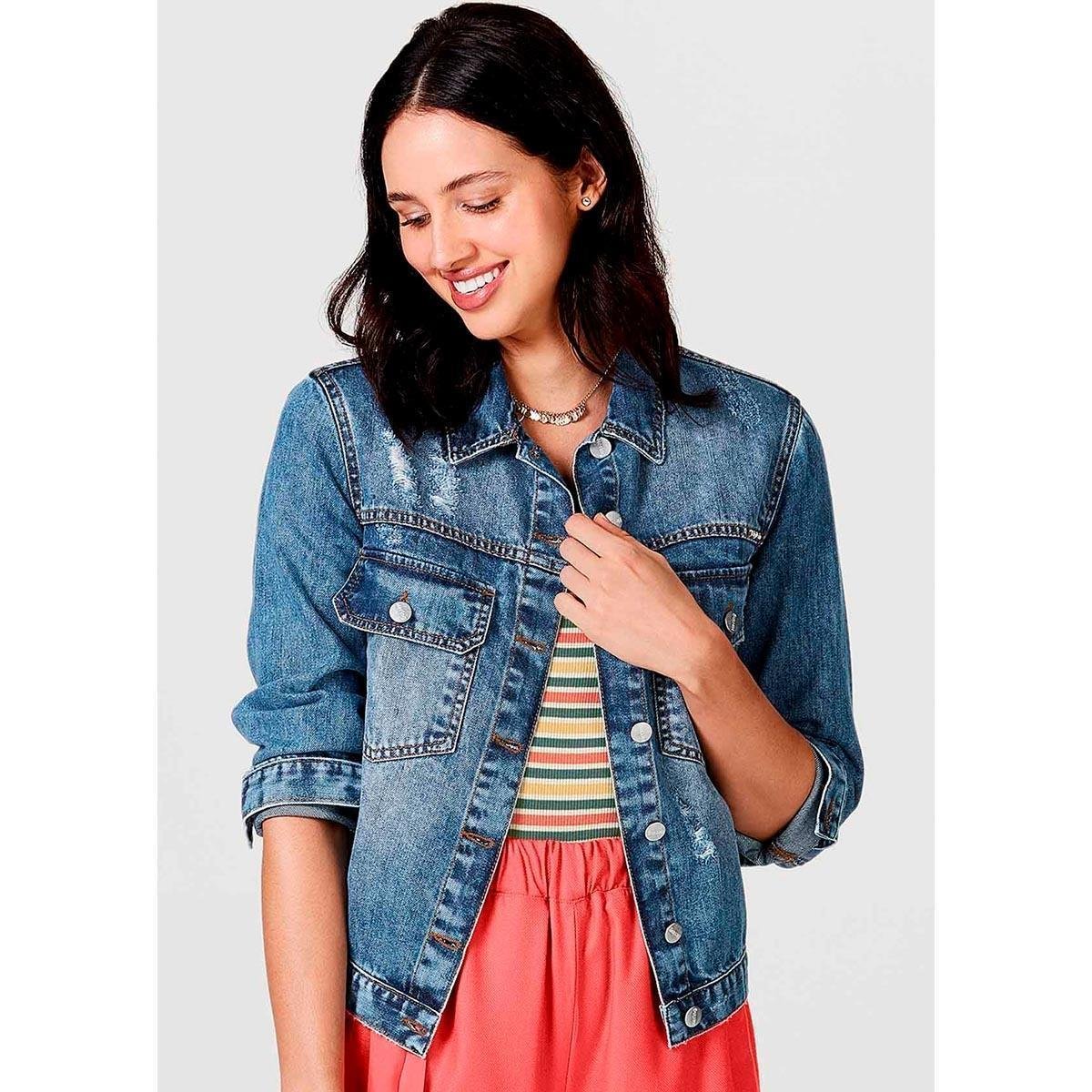 jaqueta jeans feminina zattini