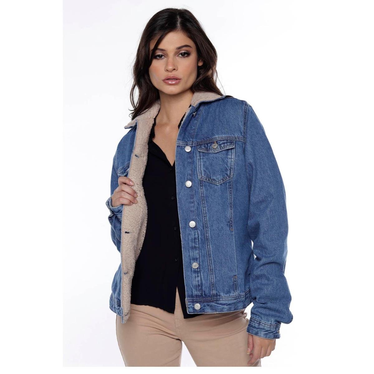 Denim Jaqueta Forrada Com Pelo Feminina Jaqueta Trucker Fem Levis
