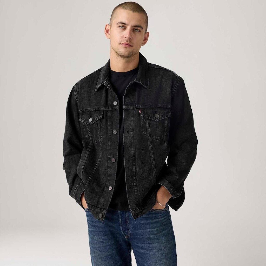 Jaqueta Jeans Levi's Relaxed Trucker Preta Masculina
