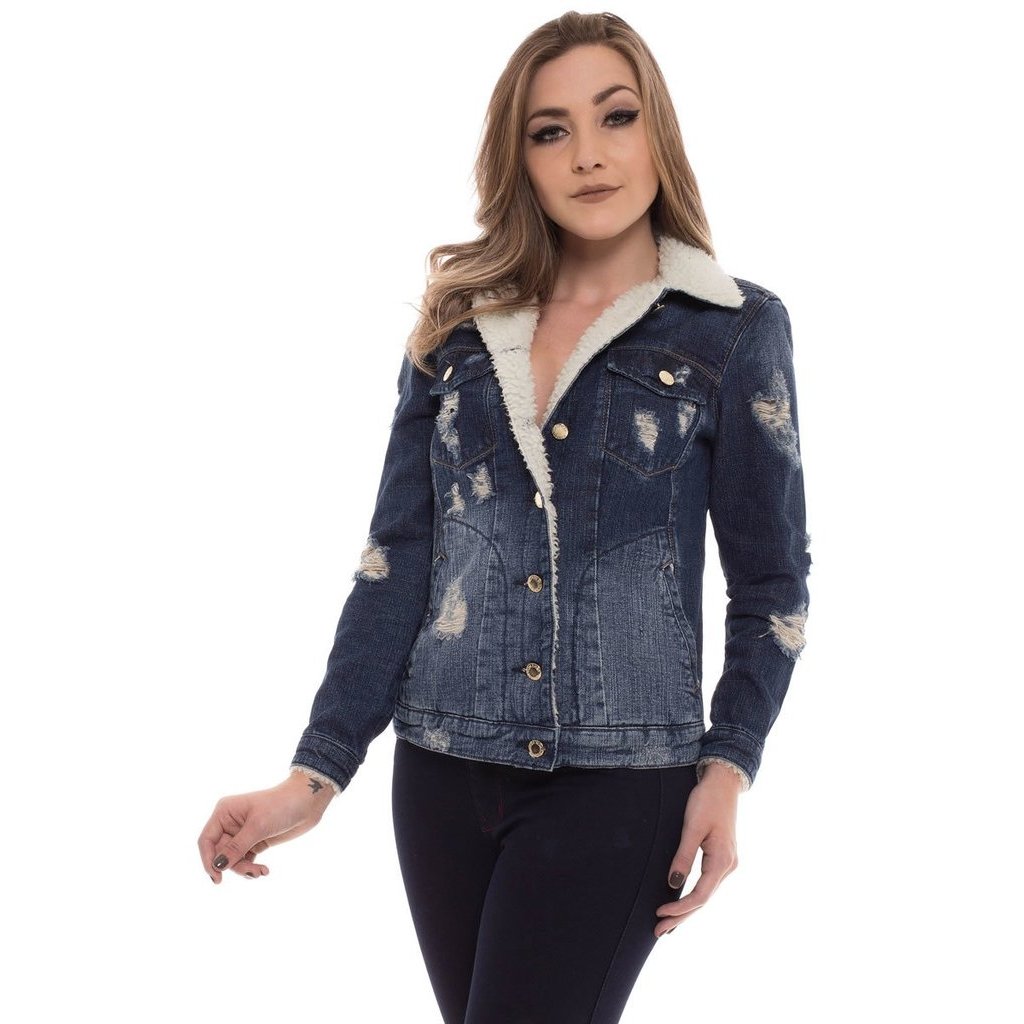 jaqueta jeans manga longa