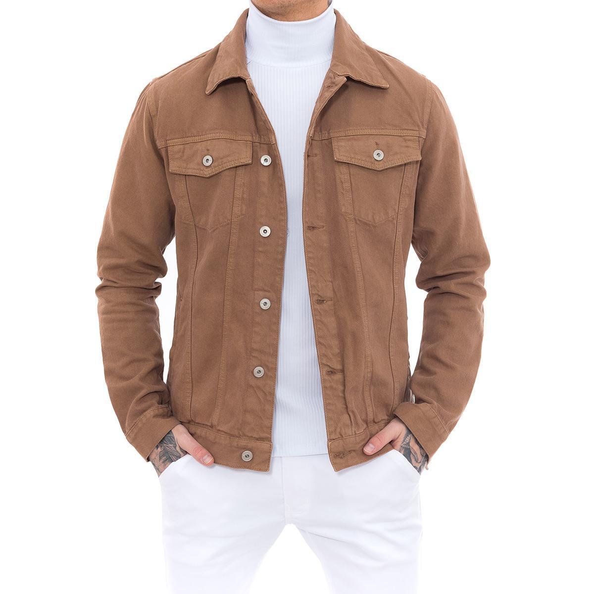 Jaqueta jeans masculina cores clássicas Casaco Sarja Casual Menor preço em Jaqueta jeans masculina cores clássicas Casaco Sarja Casual