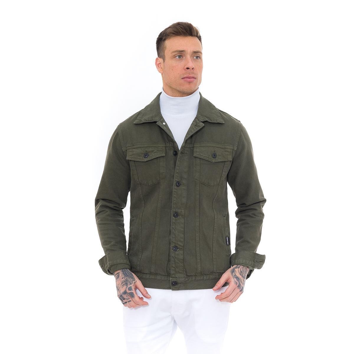 Jaqueta jeans masculina cores clássicas Casaco Sarja Casual Menor preço em Jaqueta jeans masculina cores clássicas Casaco Sarja Casual