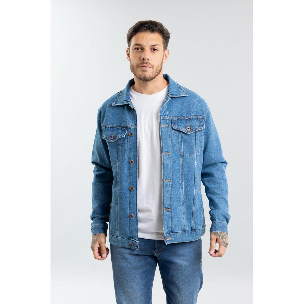 Jaqueta Jeans Masculina Tradicional Escuro Dialogo Menor preço em Jaqueta Jeans Masculina Tradicional Escuro Dialogo