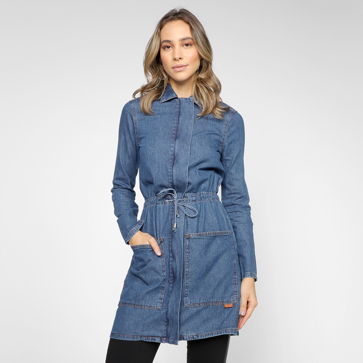 Jaqueta Jeans My Favorite Things Parka Alongada Feminina - Azul Menor preço em Jaqueta Jeans My Favorite Things Parka Alongada Feminina - Azul